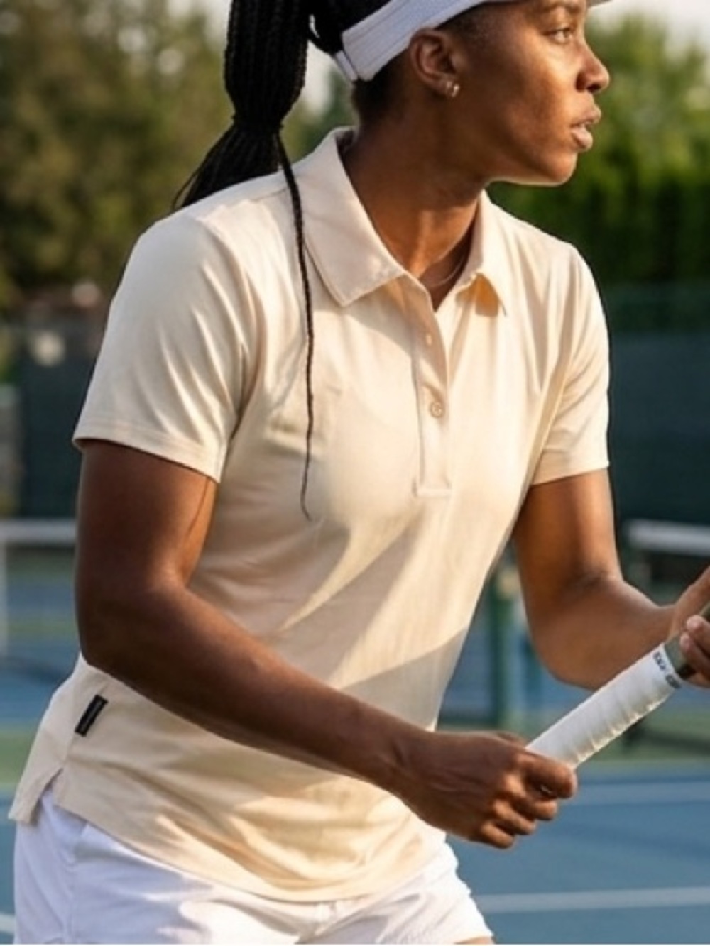 NWOT Rhone Women's Course to Court Polo Shirt Ivory GoldFusion L Athletic